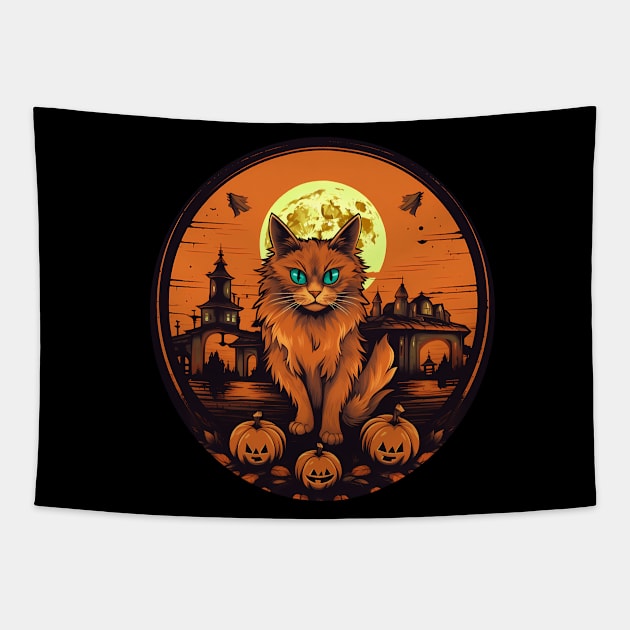 Somali Cat Halloween, Cat Lover Tapestry by dukito