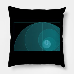 Golden Ratio Fibonacci Spiral in Blue Pillow