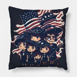 Patriotic American Family Pillow