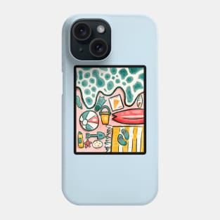 Pastel Pink Beach Day (outline) Phone Case