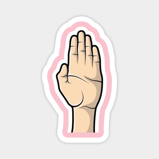 Counting People Hand Sticker vector illustration. People hand objects icon concept. Open palm showing number five sticker design logo. Magnet by AlviStudio