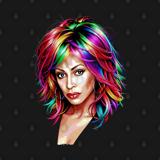 Tina Turner Pop Art Colorful Halftone by Mr.FansArt