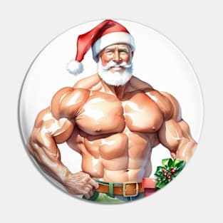 Bodybuilder Santa Claus Pin