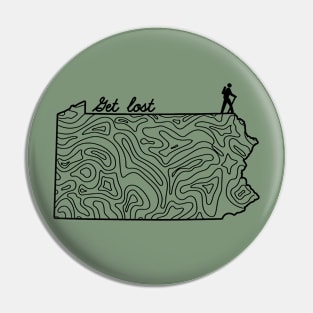 Get Lost Hiking Topographic Art Hike Pennsylvania State Map Pin