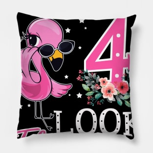 Kids I Make 4 Look Flamazing Flamingo Birthday Pillow