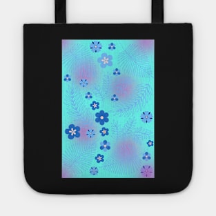 Light Blue leaves and flowers pattern Tote