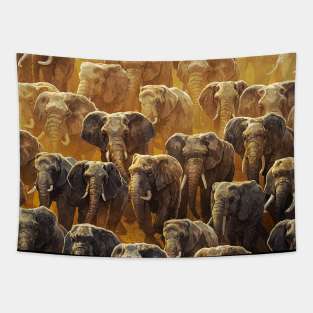 Majestic Herd of Elephants Tapestry