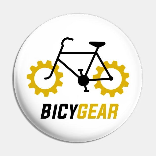 Black Bicycle w/ Yellow Gear Wheels Pin by Freid
