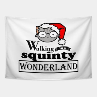 Walking in A Squinty Wonderland - Black Outlined Version Tapestry