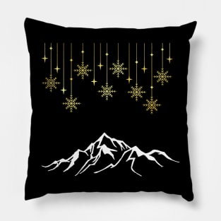 Gold Snow Falling on a Mountaintop Pillow