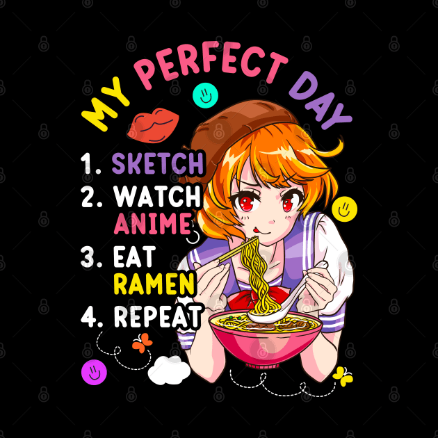 My Perfect Day Sketch Watch Eat Ramen Anime by aneisha