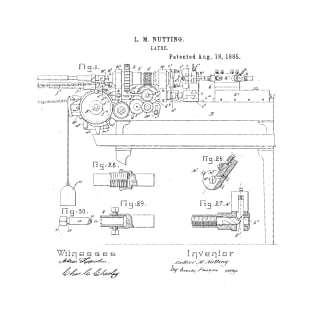 Lathe Woodworking Vintage Patent Hand Drawing T-Shirt