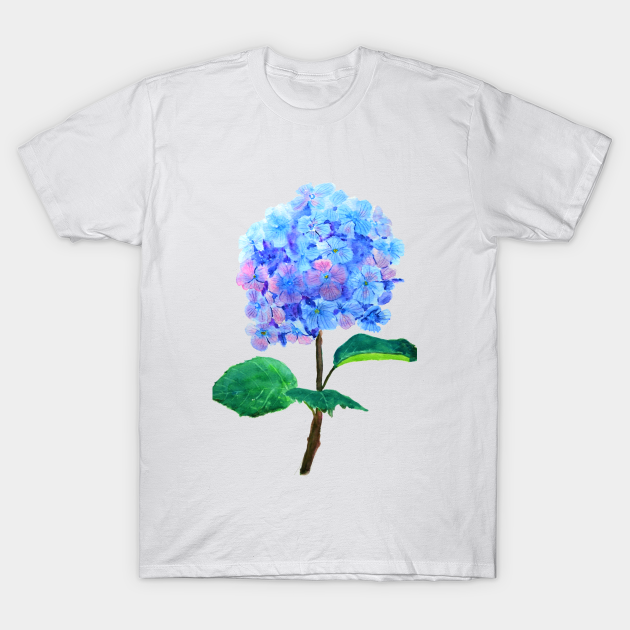 blue purple hydrangea watercolor painting - Flower - T-Shirt