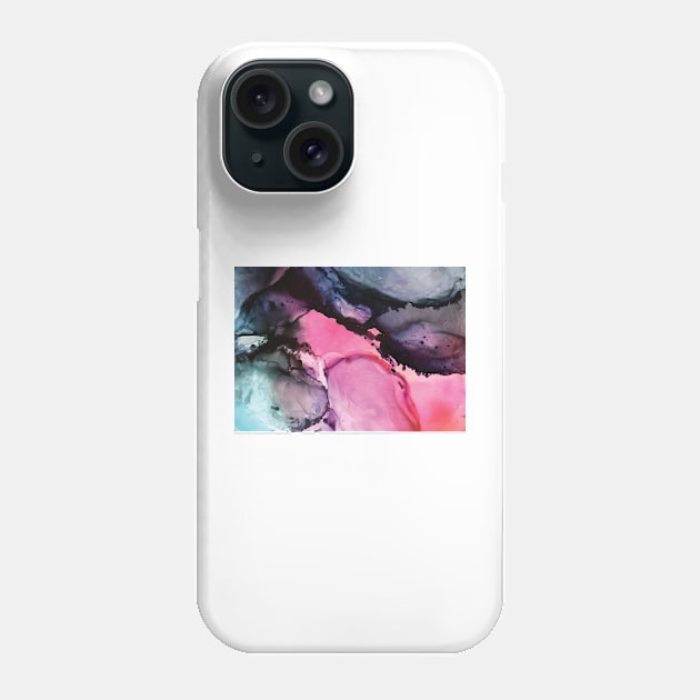 Pink and Navy Alcohol Ink Painting Phone Case by Elizabeth Karlson Art