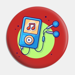 Ipod Audio Music Player with Earphone Cartoon Vector Icon Illustration (2) Pin