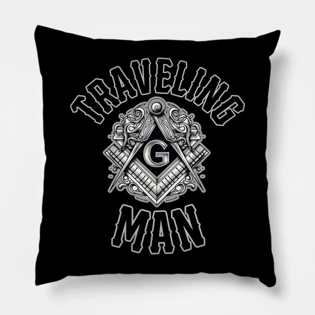 Traveling Man Square & Compass Masonic Freemason Pillow by HUNTINGisLIFE