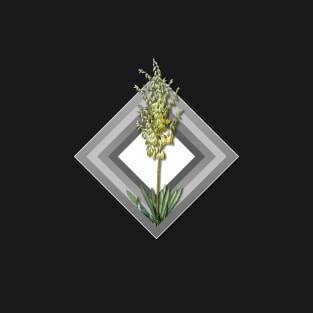 Vintage Floral Adam's Needle Botanical on Paper Geometric Shield T-Shirt