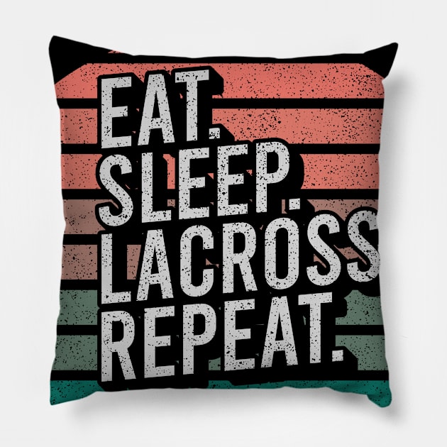 Vintage Retro Quote Eat Sleep Repaet Inspiration Pillow by chacuy