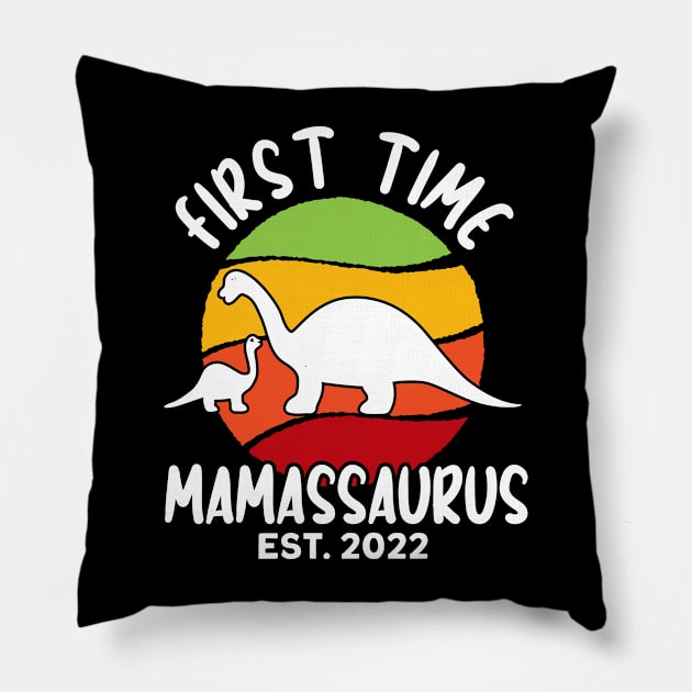 First Time Mamassaurus Est. 2022 T Rex Family Matching Women Pillow by Toeffishirts