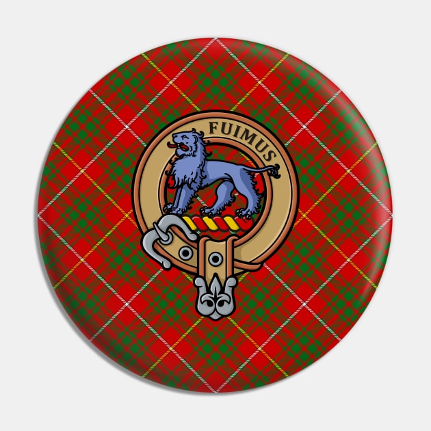 Clan Bruce Crest over Tartan Pin by sifis