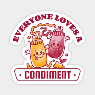 Everyone Loves a Condiment Retro Cartoon // Vintage Cartoon Mustard and Ketchup Magnet