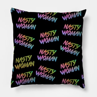 Nasty Woman Rainbow Pattern Pillow