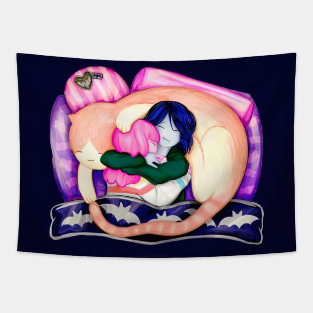 Cat naps with Bubbline and Timmy. Adventure Time fan art Tapestry by art official sweetener