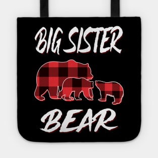 Big Sister Bear Red Plaid Christmas Pajama Matching Family Gift Tote