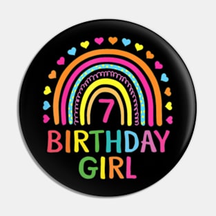 7 Years Old Rainbow Girls 7Th Birthday For Girls Kids Pin