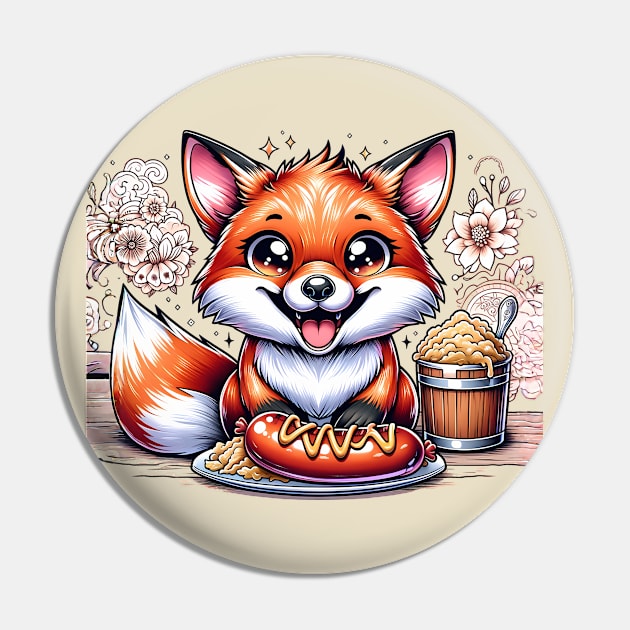 Cute Fox eating german food Pin by TaevasDesign