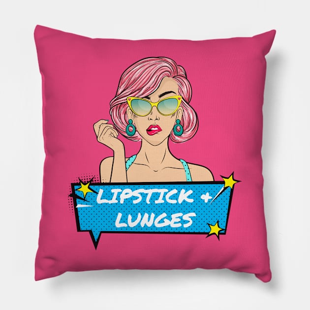 Lipstick & Lunges Pillow by Witty Wear Studio