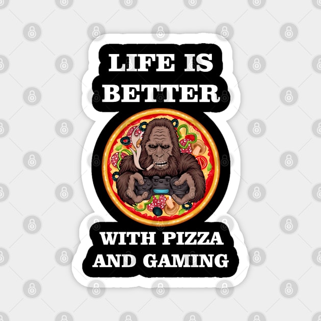 life is better with pizza and gaming Magnet by Ericokore