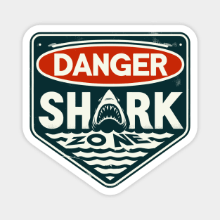 Retro Danger Shark Zone Warning Magnet