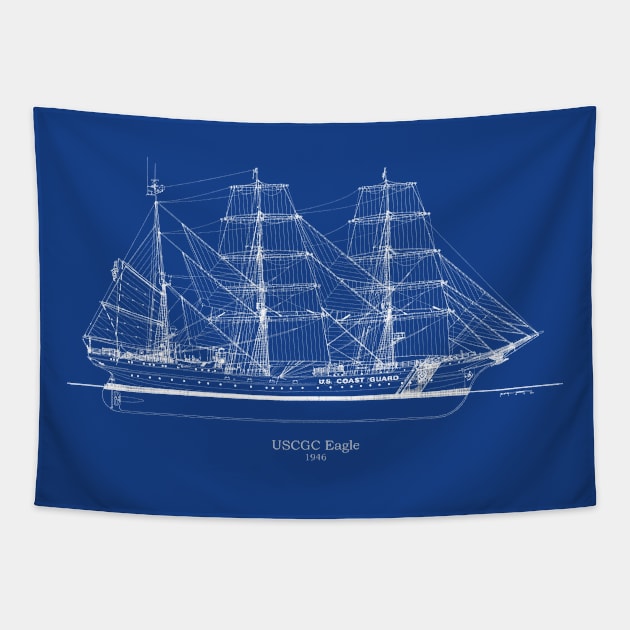 United States Coast Guard Cutter Eagle wix-327 - A Tapestry by SPJE Illustration Photography