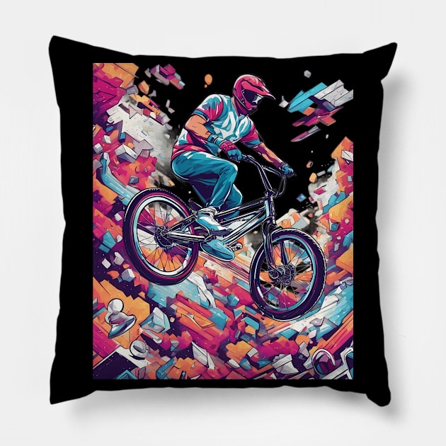 Bicycling Biker Pillow by animegirlnft