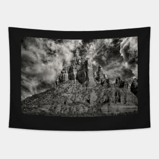 Castle Rock Arizona In Black And White Tapestry