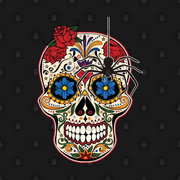 Gothic Spider Day Of The Dead Roses Sugar Skull 1 by EDDArt