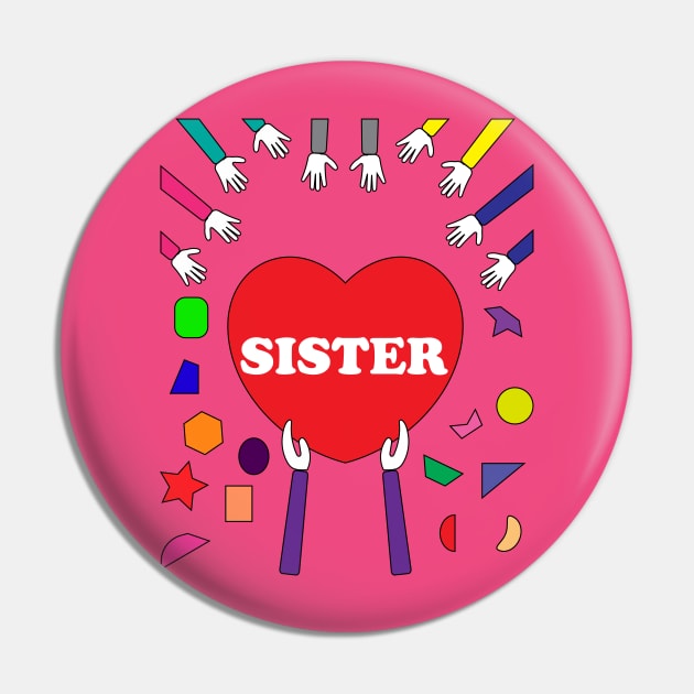 Sister gives her heart Pin by fumanigdesign