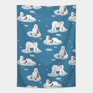 Polar Bear Loves Penguin Tapestry