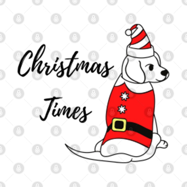 christmas times red santa dog illustration by Artistic_st