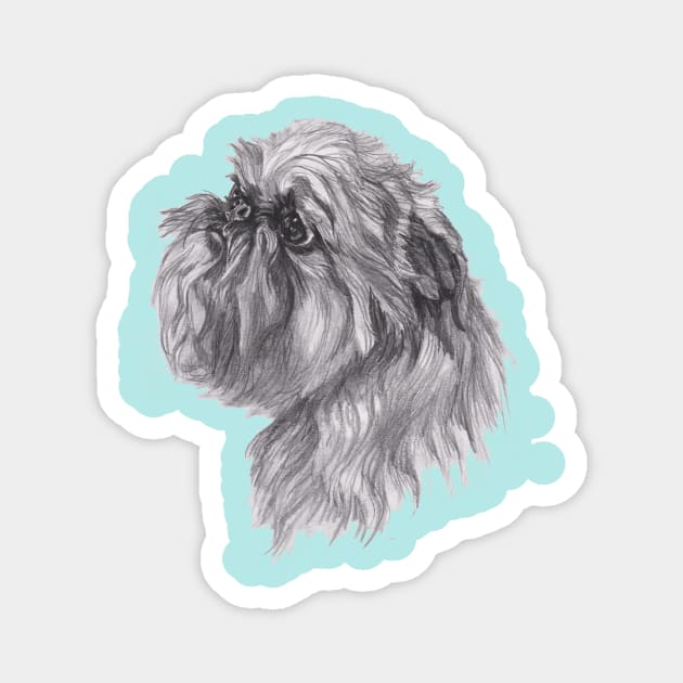 Brussels Griffon Dog Portrait Drawing Magnet by lalanny