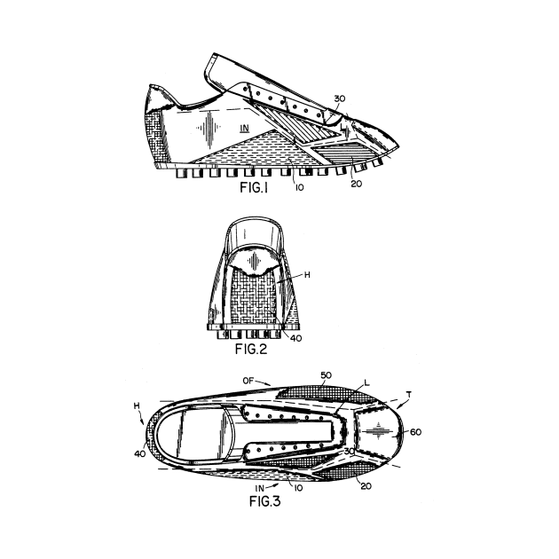 Soccer Training Shoe Vintage Patent Hand Drawing by TheYoungDesigns