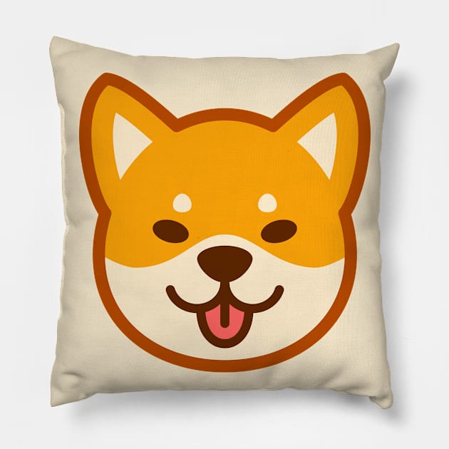 Gold Shiba: Eyes open tongue Pillow by Red Wolf