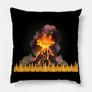 Volcano geology nature illustration motif Pillow