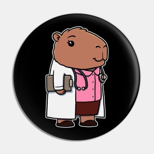 Capybara Doctor Girl Pin