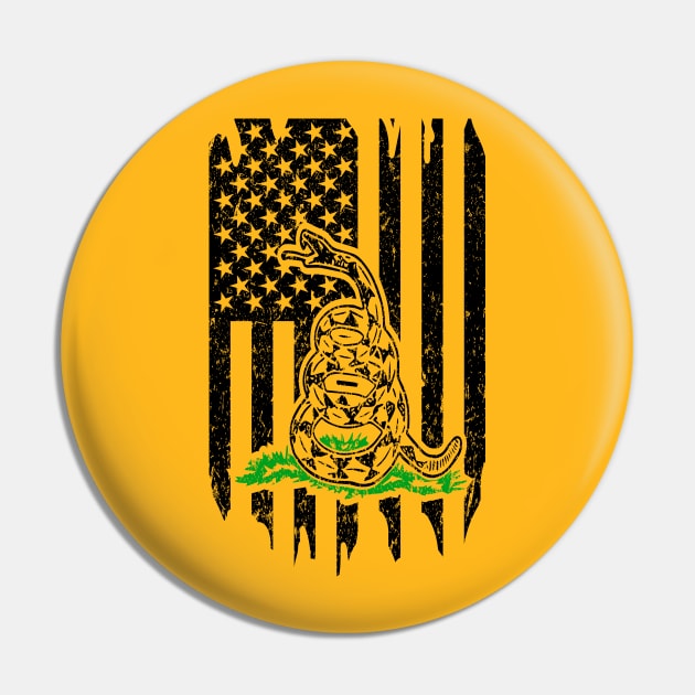 Distressed Flag & Don't Tread On Me Yellow Pin by Rebranded_Customs