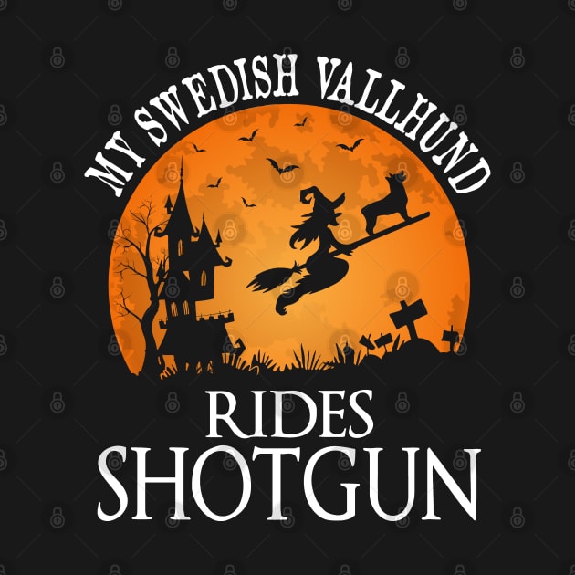 Swedish Vallhund Rides Shotgun Dog Lover Halloween Gift by DoFro