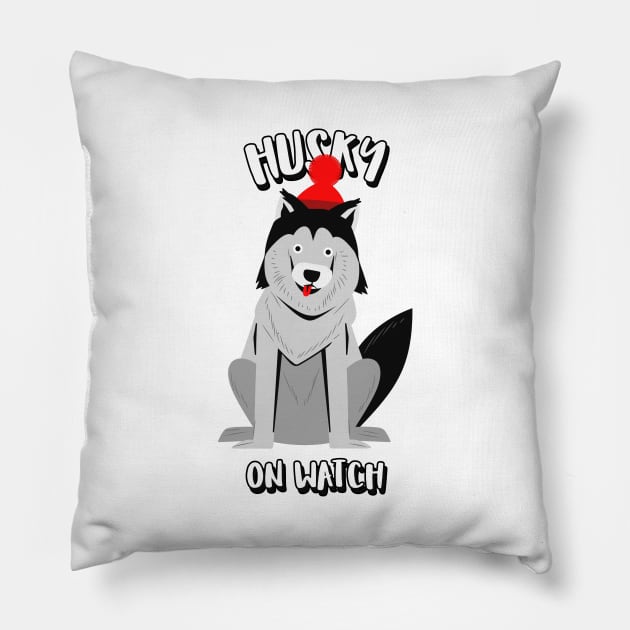 Husky On Watch Pillow by Jitesh Kundra