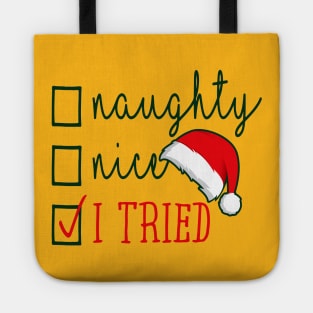 Naughty Nice I Tried Checklist Tote