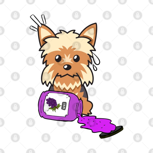 Naughty Yorkshire Terrier Spills a jar of grape jam! by Pet Station